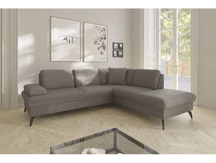 Ecksofa SIT & MORE Morris Jubi L-Form, B: 238 cm , grau (taupe), B:238cm H:83cm T:202cm, 100% Polyester, Sofas, mit Armteilfunktion & 1 Zierkissen, optional Bettfunktion von sit&more