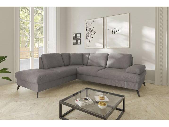 Ecksofa SIT & MORE Morris Jubi L-Form, B: 238 cm , grau (taupe), B:238cm H:83cm T:202cm, 100% Polyester, Sofas, mit Armteilfunktion & 1 Zierkissen, optional Bettfunktion von sit&more