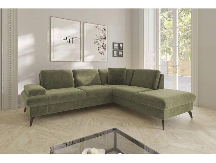 Ecksofa SIT & MORE Morris Jubi L-Form, B: 238 cm , grün (hellgrün), B:238cm H:83cm T:202cm, 100% Polyester, Sofas, mit Armteilfunktion & 1 Zierkissen, optional Bettfunktion von sit&more