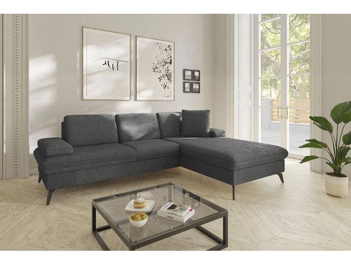 Ecksofa SIT & MORE Morris Jubi L-Form, B: 247 cm , grau (anthrazit), B:247cm H:83cm T:171cm, 100% Polyester, Sofas, mit Armteilfunktion & 1 Zierkissen, optional Bettfunktion von sit&more