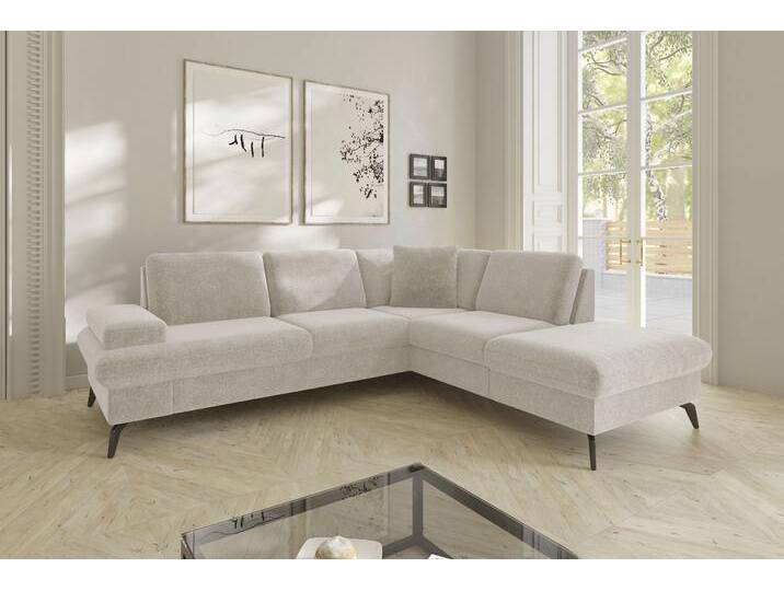 Ecksofa SIT & MORE Morris Jubi L-Form , beige (creme), B:238cm H:83cm T:202cm, 100% Polyester, Sofas, inkl. Armteilfunktion und 1 Zierkissen, wahlweise mit Bettfunktion von sit&more