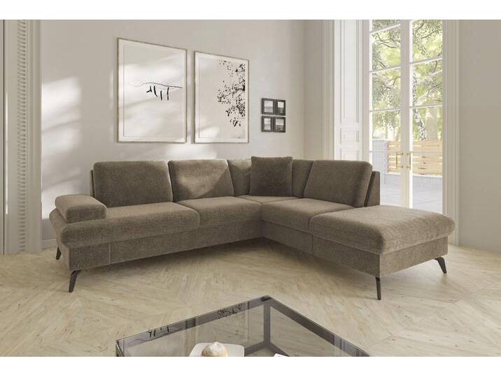 Ecksofa SIT & MORE Morris Jubi L-Form , braun (hellbraun), B:238cm H:83cm T:202cm, 100% Polyester, Sofas, inkl. Armteilfunktion und 1 Zierkissen, wahlweise mit Bettfunktion von sit&more