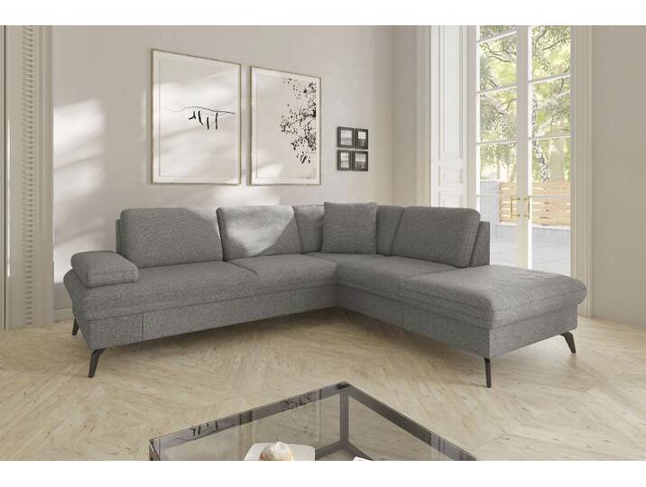 Ecksofa SIT & MORE Morris Jubi L-Form , grau, B:238cm H:83cm T:202cm, 100% Polyester, Sofas, inkl. Armteilfunktion und 1 Zierkissen, wahlweise mit Bettfunktion von sit&more
