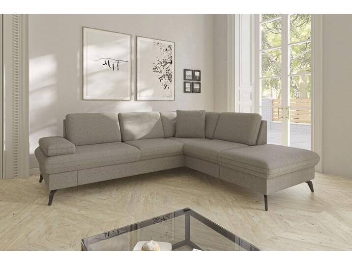 Ecksofa SIT & MORE Morris Jubi L-Form , grau (taupe), B:238cm H:83cm T:202cm, 95% Polyester, 5% Polyamid, Sofas, inkl. Armteilfunktion und 1 Zierkissen, wahlweise mit Bettfunktion von sit&more