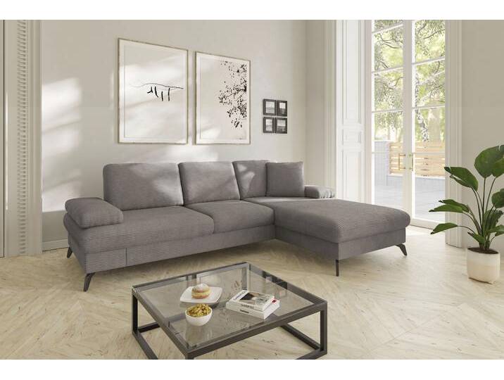 Ecksofa SIT & MORE Morris Jubi L-Form , grau (taupe), B:247cm H:83cm T:171cm, 100% Polyester, Sofas, inkl. Armteilfunktion und 1 Zierkissen, wahlweise mit Bettfunktion von sit&more