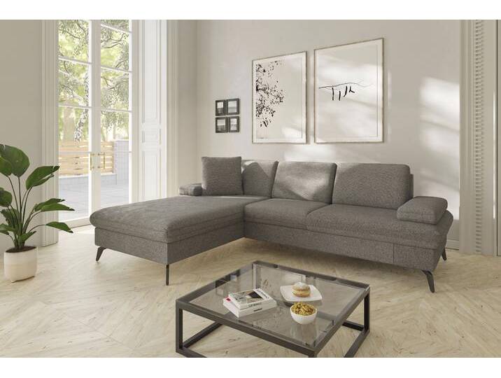 Ecksofa SIT & MORE Morris Jubi L-Form , grau (taupe), B:247cm H:83cm T:171cm, 100% Polyester, Sofas, inkl. Armteilfunktion und 1 Zierkissen, wahlweise mit Bettfunktion von sit&more