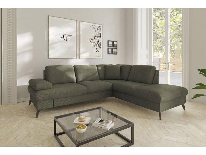 Ecksofa SIT & MORE Morris Jubi L-Form , grün (olive), B:238cm H:83cm T:202cm, 100% Polyester, Sofas, inkl. Armteilfunktion und 1 Zierkissen, wahlweise mit Bettfunktion von sit&more