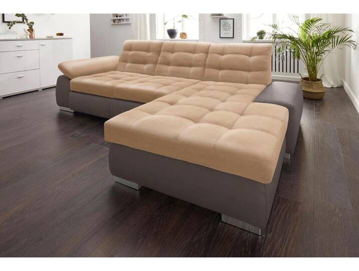Ecksofa SIT & MORE Ontario L-Form , braun (mokka, cappuccino), B:280cm H:75cm T:183cm, Struktur (100% Polyester), Luxus-Microfaser ALTARA NUBUCK (100% Polyester), Luxus-Microfaser (100% Polyester), Sofas, XXL, wahlweise mit Bettfunktion von sit&more