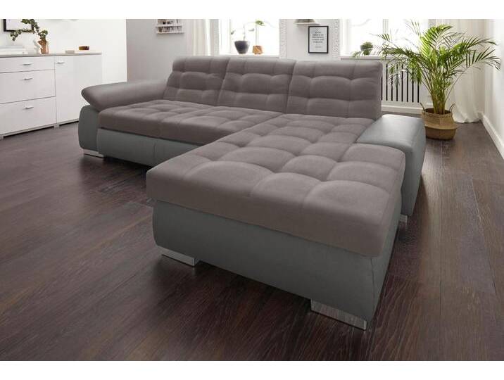 Ecksofa SIT & MORE Ontario L-Form , grau (fango, delfin), B:280cm H:75cm T:183cm, Struktur (100% Polyester);Luxus-Microfaser ALTARA NUBUCK (100% Polyester);Luxus-Microfaser (100% Polyester), Sofas, XXL, wahlweise mit Bettfunktion von sit&more