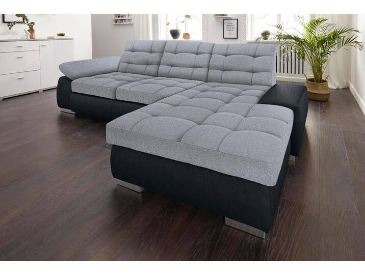 Ecksofa SIT & MORE Ontario L-Form , grau (schwarz, hellgrau), B:280cm H:75cm T:183cm, Struktur (100% Polyester), Luxus-Microfaser ALTARA NUBUCK (100% Polyester), Luxus-Microfaser (100% Polyester), Sofas, XXL, wahlweise mit Bettfunktion von sit&more