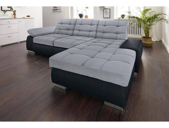 Ecksofa SIT & MORE Ontario L-Form , grau (schwarz, hellgrau), B:280cm H:75cm T:183cm, Struktur (100% Polyester), Luxus-Microfaser ALTARA NUBUCK (100% Polyester), Luxus-Microfaser (100% Polyester), Sofas, XXL, wahlweise mit Bettfunktion von sit&more