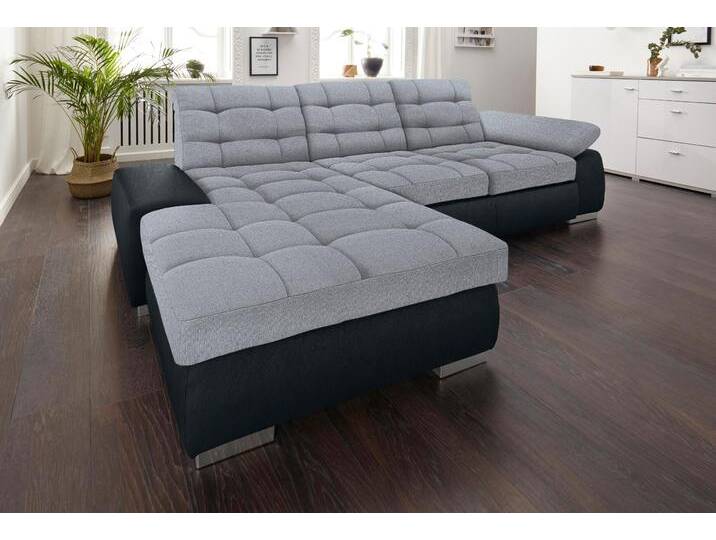 Ecksofa SIT & MORE Ontario L-Form , grau (schwarz, hellgrau), B:280cm H:75cm T:183cm, Struktur (100% Polyester), Luxus-Microfaser ALTARA NUBUCK (100% Polyester), Luxus-Microfaser (100% Polyester), Sofas, XXL, wahlweise mit Bettfunktion von sit&more