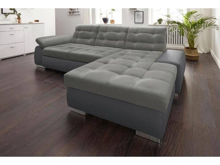 Ecksofa SIT & MORE Ontario L-Form , schwarz (schwarz, steingrau), B:280cm H:75cm T:183cm, Struktur (100% Polyester);Luxus-Microfaser ALTARA NUBUCK (100% Polyester);Luxus-Microfaser (100% Polyester), Sofas, XXL, wahlweise mit Bettfunktion von sit&more