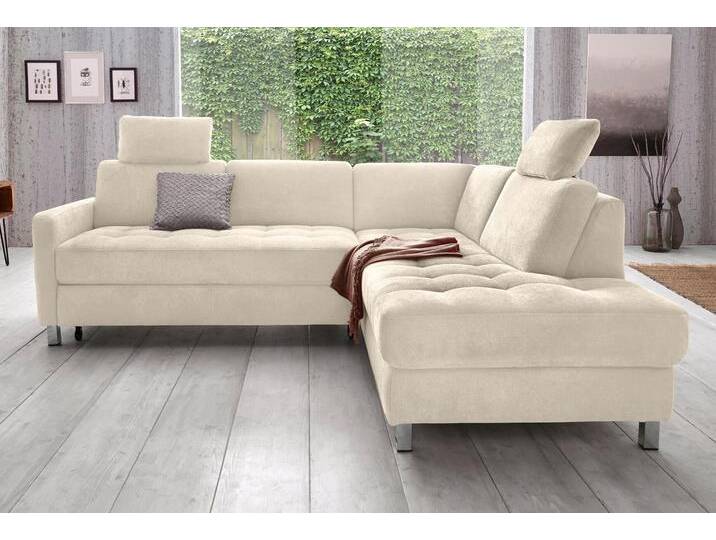 Ecksofa SIT & MORE Pablo L-Form , beige (creme), B:233cm H:78cm T:196cm, Struktur fein (100% Polyester), Struktur (100% Polyester), Sofas, wahlweise mit Bettfunktion von sit&more