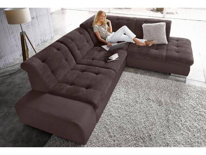Ecksofa SIT & MORE Pale L-Form , braun, B:280cm H:84cm T:227cm, SOFTLUX-Kunstleder im Korpus, Sitz und Rücken in Softstruktur (80% Polyester, 20% Polyamid), Softstruktur (80% Polyester, 20% Polyamid), Luxus-Kunstleder, Sofas, inklusive Kopfteilverstellung, wahlweise mit Bettfunktion von sit&more
