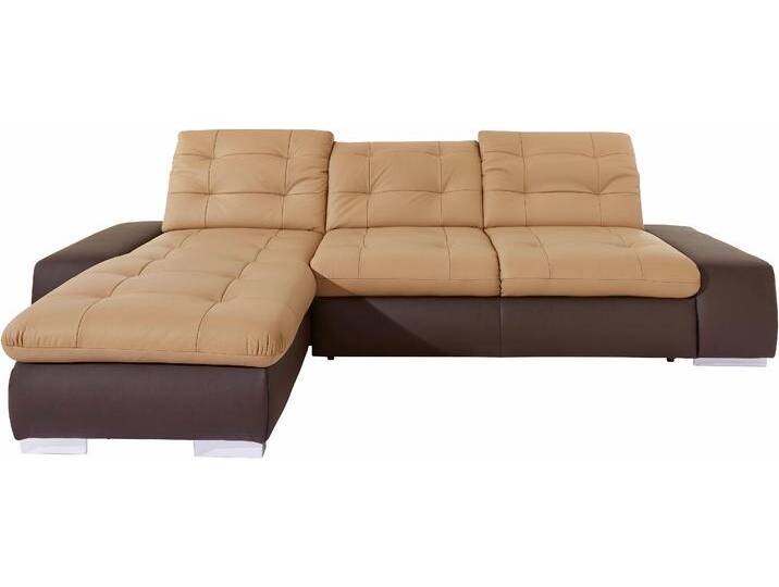 Ecksofa SIT & MORE Palomino L-Form , braun (mokka, cappuccino), B:284cm H:84cm T:109cm, Kunstleder SOFTLUX/Struktur (100% Polyester), Kunstleder SOFTLUX/Feinstruktur (100% Polyester), Kunstleder SOFTLUX/ NaturLEDER (echtes Rindsleder), Sofas, wahlweise XL oder XXL und mit Bettfunktion von sit&more