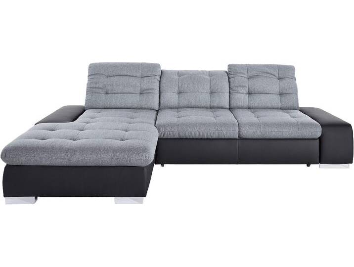 Ecksofa SIT & MORE Palomino L-Form , grau (schwarz, hellgrau), B:284cm H:84cm T:109cm, Kunstleder SOFTLUX/Struktur (100% Polyester), Kunstleder SOFTLUX/Feinstruktur (100% Polyester), Kunstleder SOFTLUX/ NaturLEDER (echtes Rindsleder), Sofas, wahlweise XL oder XXL und mit Bettfunktion von sit&more