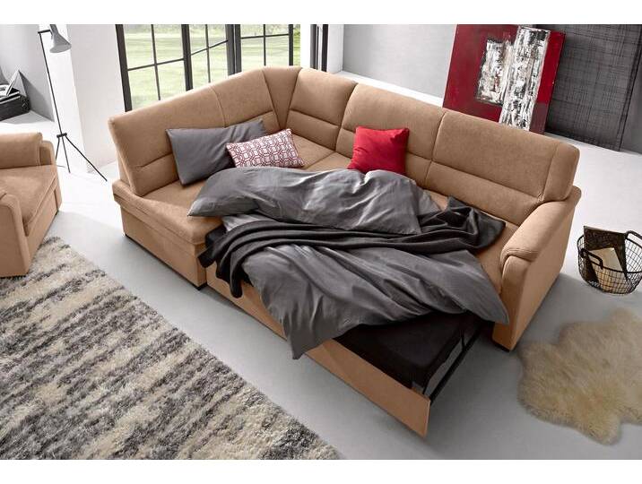 Ecksofa SIT & MORE Pisa L-Form , braun, B:245cm H:89cm T:161cm, NaturLEDER (echtes Rindsleder), Korpus in Kunstleder SOFTLUX, Luxus-Microfaser (90% Polyester, 10% Polyamid), Struktur (100% Polyester), Luxus-Microfaser ALTARA NUBUCK (100% Polyester), Sofas, mit Federkern, wahlweise mit Bettfunktion von sit&more