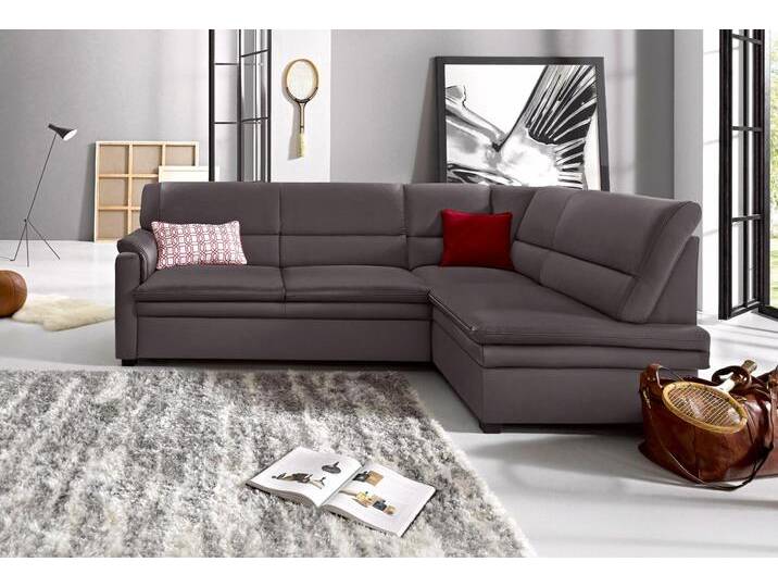 Ecksofa SIT & MORE Pisa L-Form , braun (mokka), B:245cm H:89cm T:161cm, NaturLEDER (echtes Rindsleder), Korpus in Kunstleder SOFTLUX, Luxus-Microfaser (90% Polyester, 10% Polyamid), Struktur (100% Polyester), Luxus-Microfaser ALTARA NUBUCK (100% Polyester), Sofas, mit Federkern, wahlweise mit Bettfunktion von sit&more