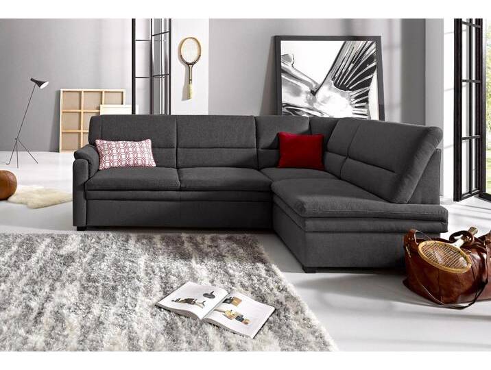 Ecksofa SIT & MORE Pisa L-Form , grau (anthrazit), B:245cm H:89cm T:161cm, NaturLEDER (echtes Rindsleder), Korpus in Kunstleder SOFTLUX, Luxus-Microfaser (90% Polyester, 10% Polyamid), Struktur (100% Polyester), Luxus-Microfaser ALTARA NUBUCK (100% Polyester), Sofas, mit Federkern, wahlweise mit Bettfunktion von sit&more