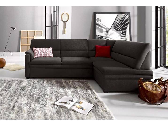 Ecksofa SIT & MORE Pisa L-Form , schwarz, B:245cm H:89cm T:161cm, NaturLEDER (echtes Rindsleder), Korpus in Kunstleder SOFTLUX, Luxus-Microfaser (90% Polyester, 10% Polyamid), Struktur (100% Polyester), Luxus-Microfaser ALTARA NUBUCK (100% Polyester), Sofas, mit Federkern, wahlweise mit Bettfunktion von sit&more