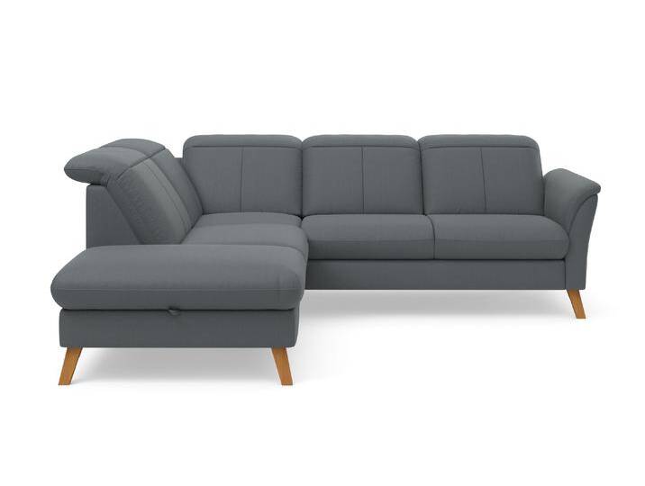 Ecksofa SIT & MORE Romero L-Form , grau (dunkelgrau), B:250cm H:91cm T:220cm, 100% Polyester, Sofas, wahlweise mit oder ohne TV-Funktion, Bettfunktion, Bettkasten von sit&more