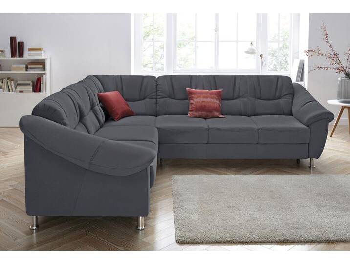 Ecksofa SIT & MORE Salsa L-Form , grau (dunkelgrau), B:264cm H:86cm T:244cm, Bedruckte Microfaser (100% Polyester);Luxus-Microfaser ALTARA NUBUCK (100% Polyester);Struktur (100% Polypropylen), Sofas, mit Federkern, wahlweise mit Bettfunktion von sit&more