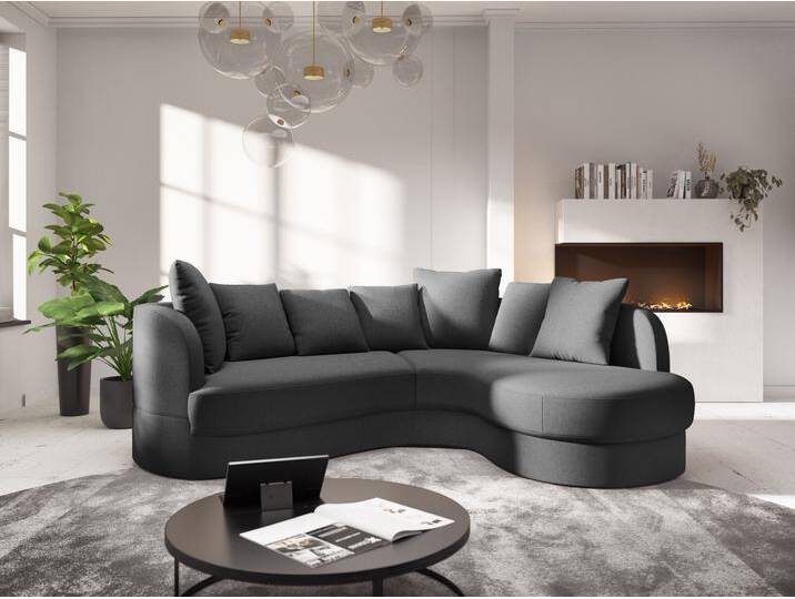 Ecksofa SIT & MORE Samba L-Form , grau (dunkelgrau), B:245cm H:76cm T:227cm, 95% Polyester, 5% Polyamid, Sofas, moderne organische Form, inkl. 7 loser Rückenkissen von sit&more
