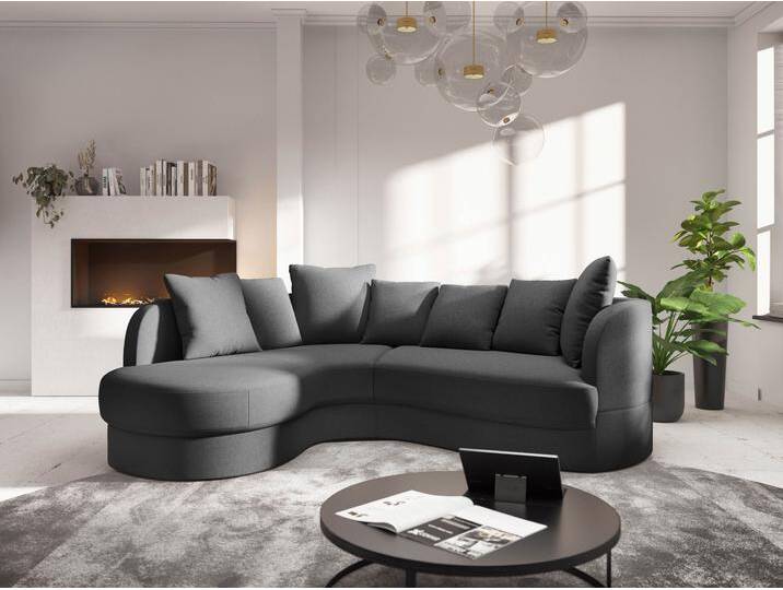 Ecksofa SIT & MORE Samba L-Form , grau (dunkelgrau), B:245cm H:76cm T:227cm, 95% Polyester, 5% Polyamid, Sofas, moderne organische Form, inkl. 7 loser Rückenkissen von sit&more