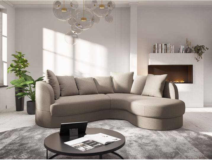 Ecksofa SIT & MORE Samba L-Form , grau (taupe), B:245cm H:76cm T:227cm, 95% Polyester, 5% Polyamid, Sofas, moderne organische Form, inkl. 7 loser Rückenkissen von sit&more