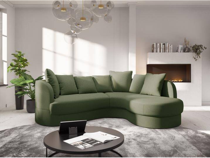 Ecksofa SIT & MORE Samba L-Form , grün (olive), B:245cm H:76cm T:227cm, 95% Polyester, 5% Polyamid, Sofas, moderne organische Form, inkl. 7 loser Rückenkissen von sit&more