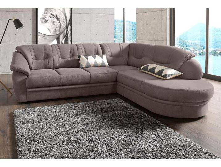 Ecksofa SIT & MORE Savoni L-Form , grau, B:267cm H:90cm T:206cm, NaturLEDER (echtes Rindsleder) in Sitz und Rücken. Korpus in passendem Kunstleder SOFTLUX bezogen, Luxus-Microfaser (100% Polyester), Struktur ( 100% Polyester), Luxus-Microfaser ALTARA NUBUCK (100% Polyester), Sofas, wahlweise mit Bettfunktion von sit&more