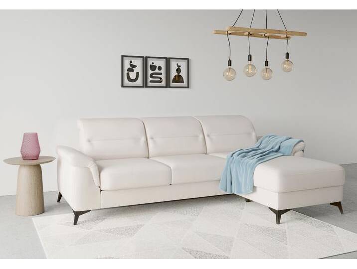 Ecksofa SIT & MORE Sinatra L-Form , beige (creme), B:258cm H:85cm T:170cm, 100% Polyester, Sofas, mit Recamiere, optional mit Kopfteilverstellung und Armteilfunktion von sit&more