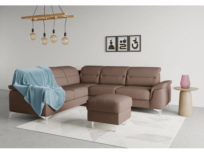 Ecksofa SIT & MORE Sinatra L-Form , braun (espresso), B:251cm H:85cm T:231cm, 98% Polyester, 2% Polyamid, Sofas, optional mit Kopfteilverstellung und Armteilfunktion von sit&more