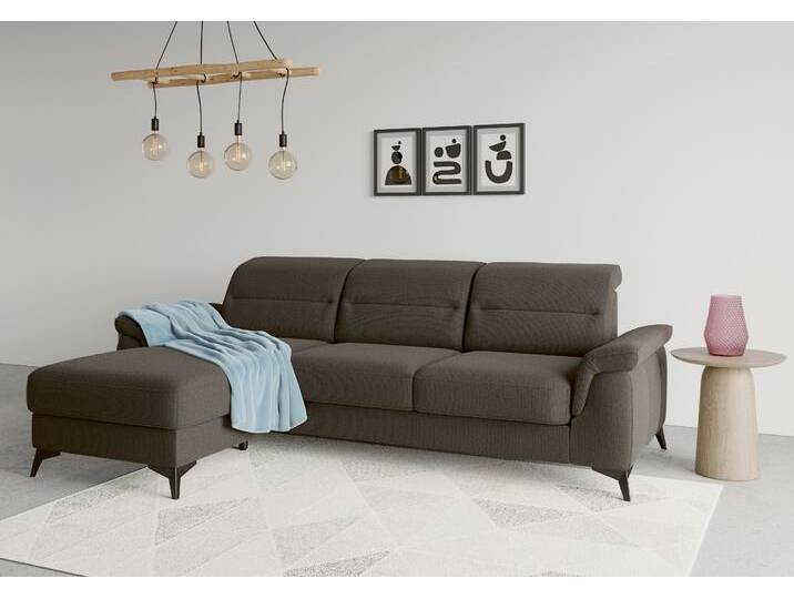Ecksofa SIT & MORE Sinatra L-Form , braun (espresso), B:258cm H:85cm T:170cm, 90% Polyester, 10% Polyamid, Sofas, mit Recamiere, optional mit Kopfteilverstellung und Armteilfunktion von sit&more