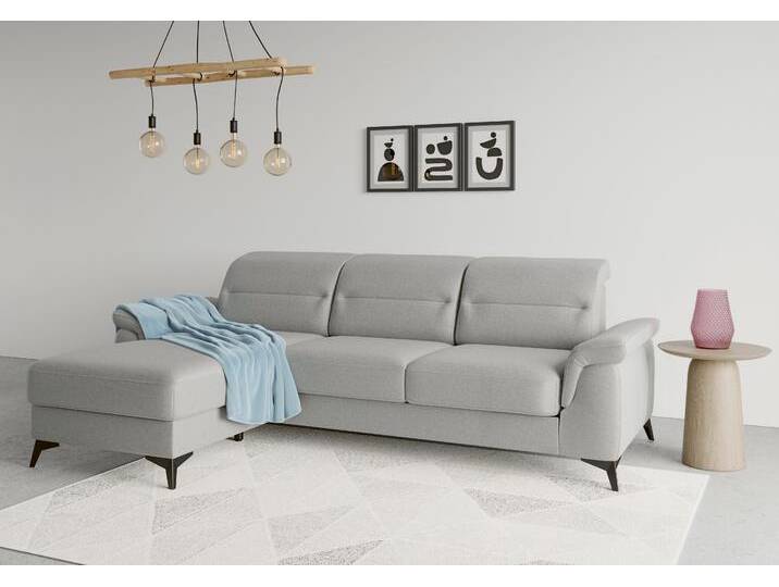 Ecksofa SIT & MORE Sinatra L-Form , grau, B:258cm H:85cm T:170cm, 100% Polyester, Sofas, mit Recamiere, optional mit Kopfteilverstellung und Armteilfunktion von sit&more