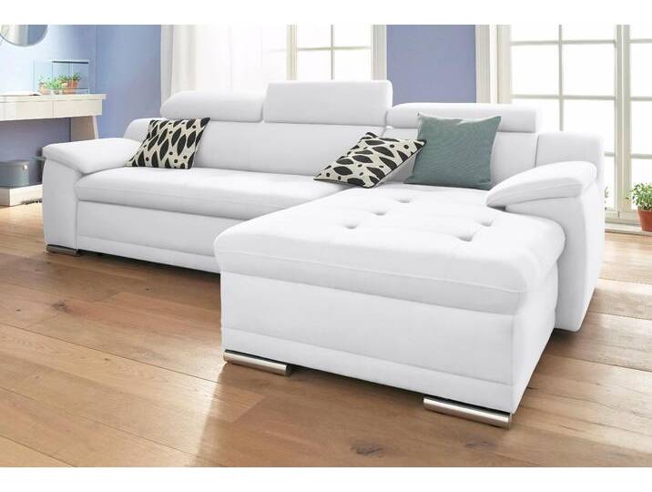 Ecksofa SIT & MORE Top Andiamo L-Form , weiß, B:270cm H:93cm T:165cm, Kunstleder SOFTLUX, Struktur ( 100% Polyester), Sofas, wahlweise mit Bettfunktion, inklusive Kopfteilverstellung von sit&more