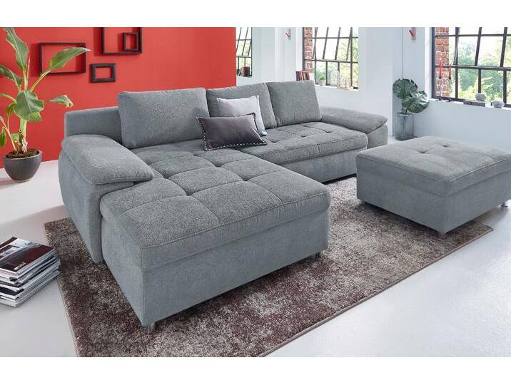 Ecksofa SIT & MORE Top Bilbao L-Form , grau (hellgrau), B:270cm H:82cm T:90cm, Kunstleder SOFTLUX / Struktur (100% Polyester), Struktur fein (95% Polyester, 5% Polyamid), Sofas, XXL, wahlweise mit Bettfunktion und Bettkasten von sit&more
