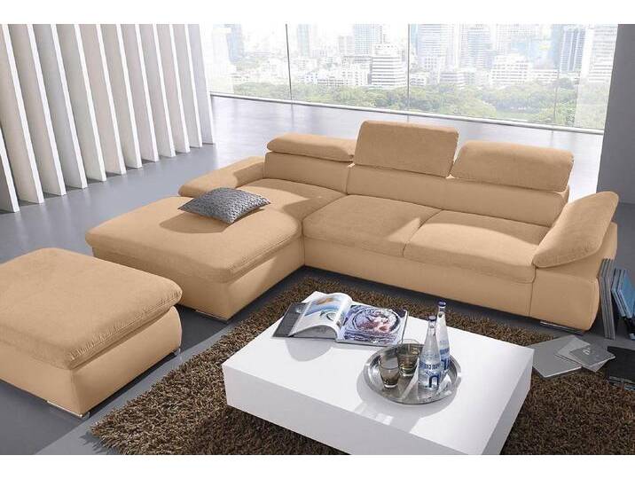Ecksofa SIT & MORE Valantine L-Form, B: 286 cm , braun (café), B:286cm H:73cm T:174cm, 100% Polyester;Luxus-Kunstleder/Struktur (88% Polyester, 12% Polyamid), Sofas, mit Arm- & Kopfteilverstellung, optional mit Bettfunktion von sit&more