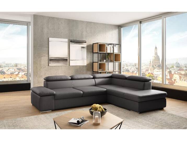 Ecksofa SIT & MORE Valentine, L-Form, Sofa mit Armteil- & Kopfteilverstellung , braun (mocca), B:272cm H:73cm T:226cm, NaturLEDER, Spannstoff, Sofas, optional mit Bettfunktion, Ottomane links oder rechts, NaturLEDER, Topseller von sit&more