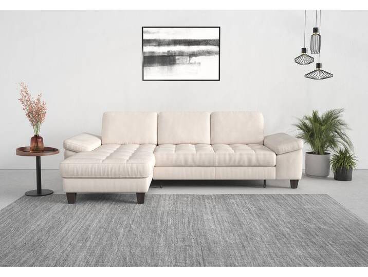 Ecksofa SIT & MORE Westham L-Form , beige (creme), B:275cm H:88cm T:172cm, 100% Polyester, Sofas, Recamiere, mit oder ohne Bettfunktion, Bettkasten, Füße wengefarben von sit&more
