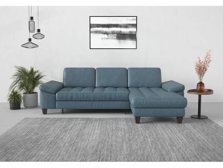Ecksofa SIT & MORE Westham L-Form , bunt (graublau), B:275cm H:88cm T:172cm, 100% Polyester, Sofas, Recamiere, mit oder ohne Bettfunktion, Bettkasten, Füße wengefarben von sit&more