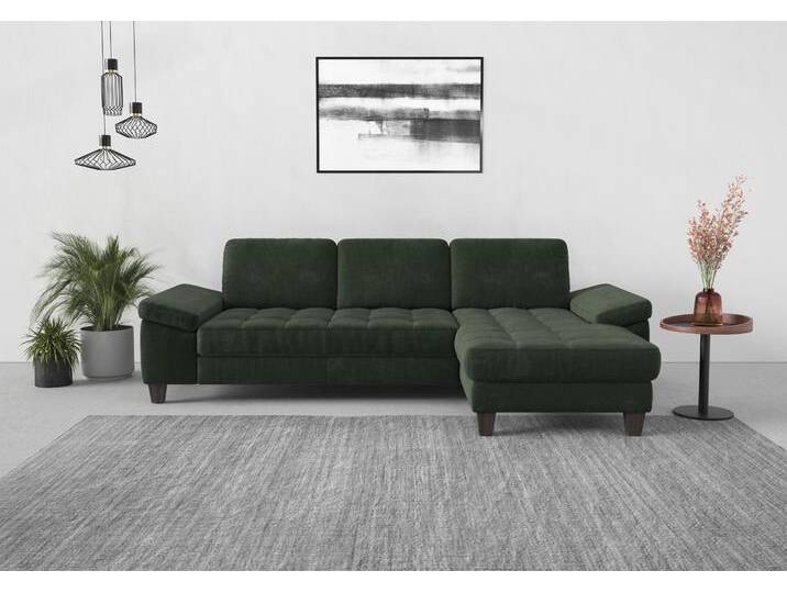 Ecksofa SIT & MORE Westham L-Form , grün (jungle), B:275cm H:88cm T:172cm, 90% Polyester 10% Polyamid, Sofas, Recamiere, mit oder ohne Bettfunktion, Bettkasten, Füße wengefarben von sit&more
