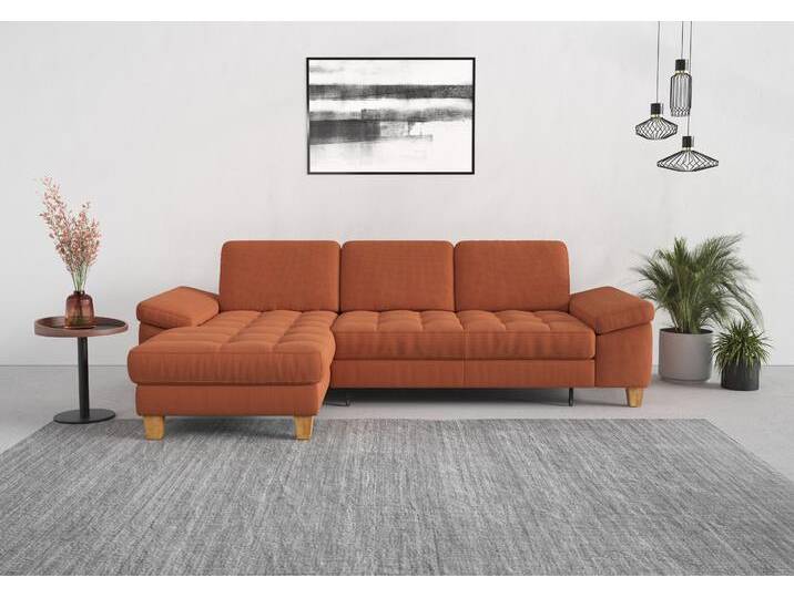 Ecksofa SIT & MORE Westham L-Form , orange (terra), B:275cm H:88cm T:172cm, 90% Polyester 10% Polyamid, Sofas, mit Recamiere, mit oder ohne Bettfunktion, Bettkasten, Füße Eiche von sit&more