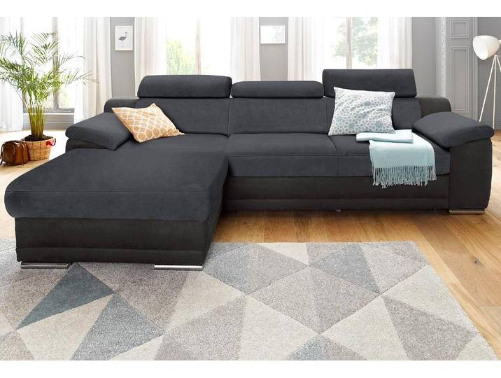 Ecksofa SIT & MORE Xenia L-Form , schwarz (schwarz, dunkelgrau), B:271cm H:94cm T:168cm, Luxus-Microfaser ALTARA NUBUCK (100% Polyester) / Struktur (100% Polyester), Luxus-Kunstleder / Struktur (100% Polyester), Sofas, wahlweise mit Bettfunktion von sit&more