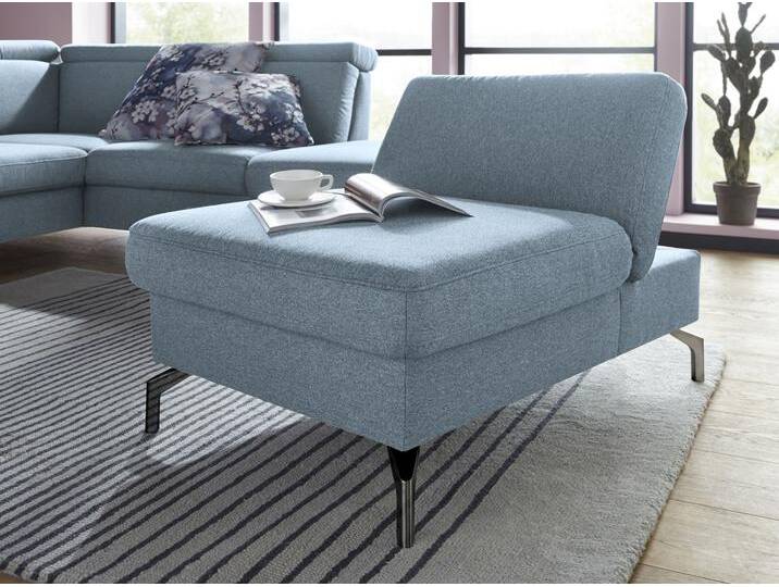 Hocker SIT & MORE Brisbane , blau (hellblau), B:77cm H:46cm T:112cm, Soft clean (98% Polyester, 2% Polyamid), Hocker, Polsterhocker Sitzhocker, Fußhöhe 15 cm, mit Federkern und Klappfunktion von sit&more