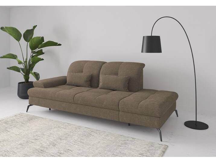 Recamiere SIT & MORE Amica, inkl. Sitztiefenverstellung und Armteilverstellung , braun (hellbraun), B:231cm H:90cm T:122cm, 100% Polyester, Sofas, wahlweise mit Kopfteilverstellung und Stauraum von sit&more