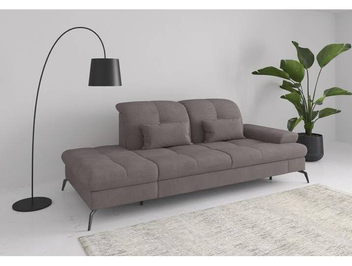 Recamiere SIT & MORE Amica, inkl. Sitztiefenverstellung und Armteilverstellung , grau (taupe), B:231cm H:90cm T:122cm, 90% Polyester, 10% Polyamid, Sofas, wahlweise mit Kopfteilverstellung und Stauraum von sit&more