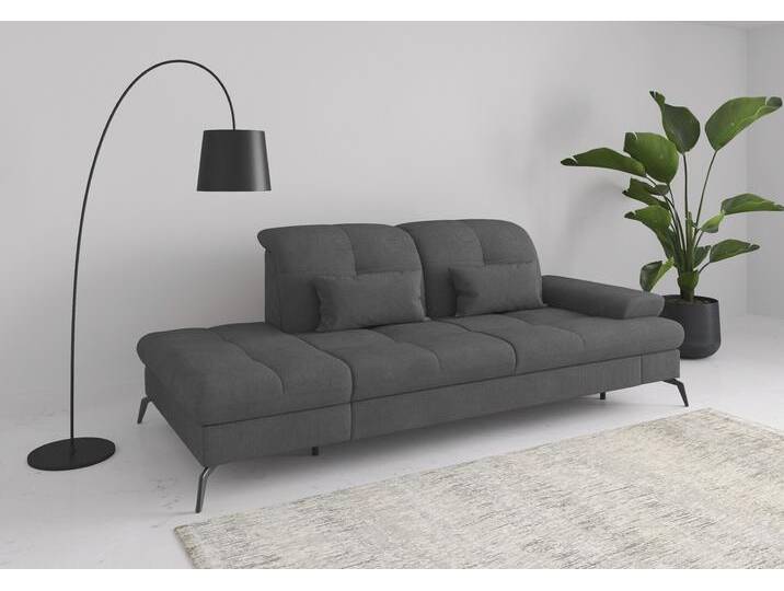 Recamiere SIT & MORE Amica, inkl. Sitztiefenverstellung und Armteilverstellung , grau, B:231cm H:90cm T:122cm, 90% Polyester, 10% Polyamid, Sofas, wahlweise mit Kopfteilverstellung und Stauraum von sit&more