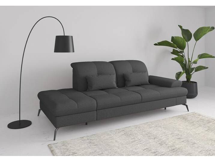 Recamiere SIT & MORE Amica, inkl. Sitztiefenverstellung und Armteilverstellung , grau (dunkelgrau), B:231cm H:90cm T:122cm, 95% Polyester, 5% Polyamid, Sofas, wahlweise mit Kopfteilverstellung und Stauraum von sit&more